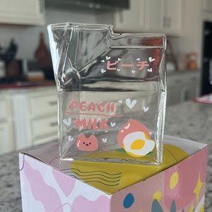 💖🍑🥛🧡 peach glass milk cup new in box